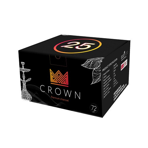 Кокосовый уголь для кальяна Crown 72 шт (25 мм)