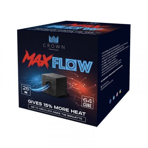 Кокосовый уголь для кальяна Crown MaxFlow 64 шт (26 мм)